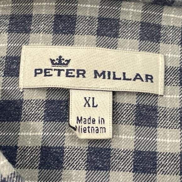 Peter Millar Mens Blue & Gray Checkered Button-Up Shirt Size XL - Picture 9 of 10